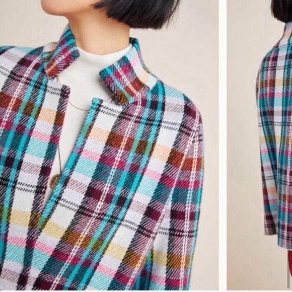 Anthropologie Plaid Sweater Jacket Size S preppy New with Tag Fall transition - Picture 4 of 4